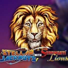Stellar Jackpots with Serengeti Lions online game logo by Lightning Box Game on dublinbetcasino.eu
